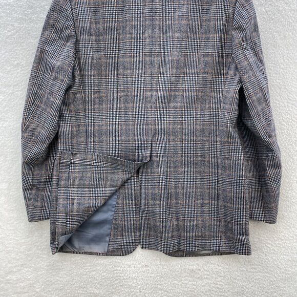 H. Freeman & Son Blazer Men's 44L Grey Glen Plaid Trend Aire Corpcore Jacket - Picture 13 of 16